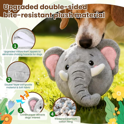 Interactive Dog Toys, Self Moving Dog Toy to Keep Them Busy, Rechargeable Vibrating Dogs Toy/Squeaky Bouncing Ball for Small Medium Large Dogs with Jumping Music Talking Mode (Elephant)
