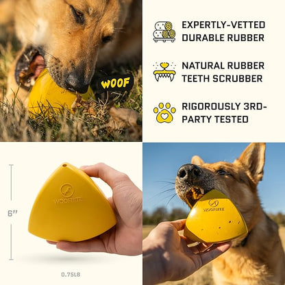 Virtually Indestructible Pyramid Dog Toy - Lifetime Replacement - Tough, Durable Chew Toy for Aggressive Chewers - Safe Non-Toxic Natural Rubber - Chew, Tug, Fetch - Med/Large Breed - 5"x4"