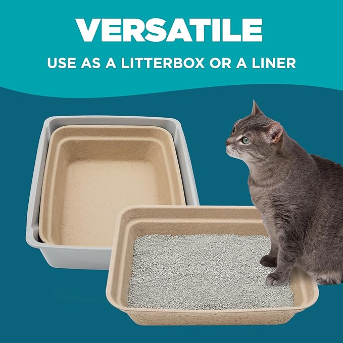 Disposable Cat Litter Box, 5-Pack (Jumbo) – Extra Thick & Sturdy, Leak Resistant, No Scrubbing, Odor Resistant, Biodegradable Recycled Cardboard – Multi-Location Coverage