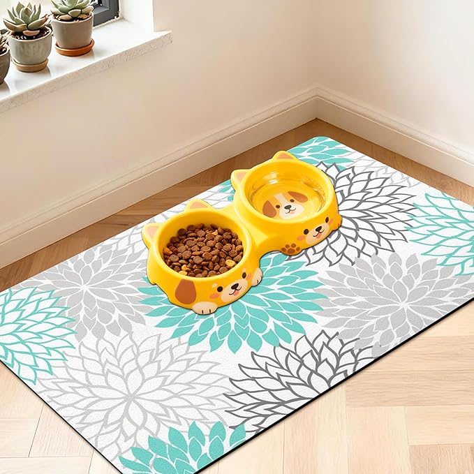 Pet Feeding Mat for Floors Waterproof Dog Mat for Food and Water Absorbent Quick Dry Non Slip mat for Cat Bowls