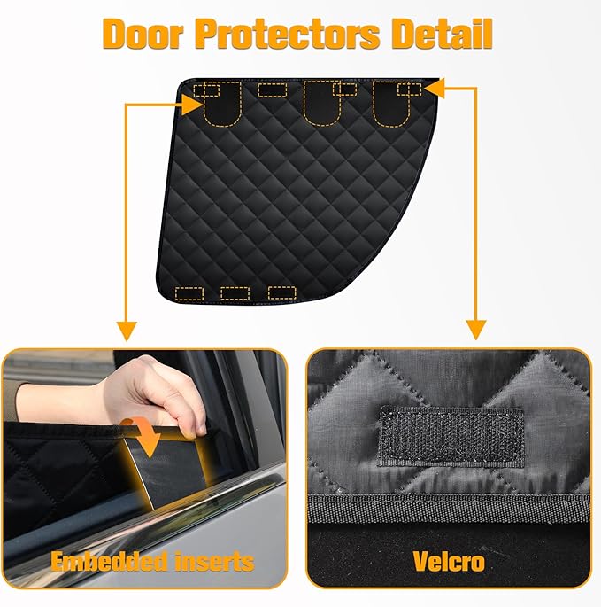 PETICON Dog Seat Covers for Tesla Model 3 & Y Back Seat with 2 Pack Door Protectors, 100% Waterproof Dog Hammock for Tesla with Mesh Window & Headrest Protection Prevents Scratches and Scuffs