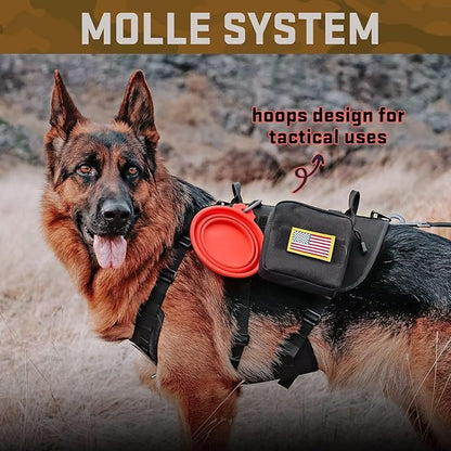 Forestpaw Tactical Dog Harness for Large Dogs,Tactical Dog Collar with Bungee Leash Set,No Pull Military Dog Harness for Walking Training,Adjustable for Medium Large Dogs,Black,Chest 21.5-45"