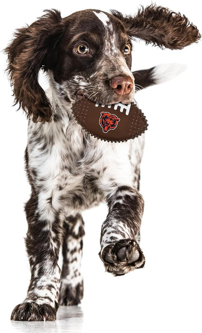 NFL Chicago Bears Mega- Chew Hard Nylon Bacon-Flavored Dog Bone Football Chew Toy Interactive Tasty Fun Dog Chewy Toys Indestructible Strong Durable Tough Pet Biting Playtoy for Aggressive Chewers