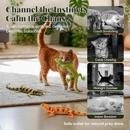 CiyvoLyeen Lizard Catnip Toys Chew Bite Resistant Toys for Indoor Cats Boredom Relief Teeth Cleaning Interactive Funny Cute Kitten Cat Lover Gifts Christmas Birthday Presents Set of 4