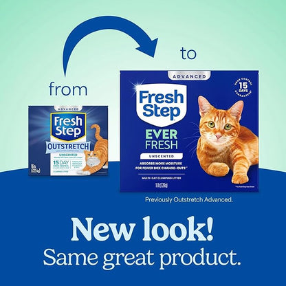 Fresh Step Advanced Ever Fresh Multi Cat Clumping Cat Litter, Unscented, Low Dust, Odor Control with Ammonia Block Tech, Compatible in Automatic Litter Boxes, 32 lb. (2 x 16 lb.)