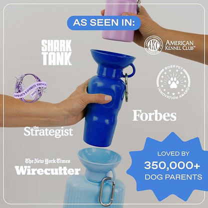 Springer Dog Water Bottle | Portable Travel Water Bottle Dispenser For Dogs - As Seen on Shark Tank | Patented, Leak-Proof Bottles Fill Bowl With Water - Ideal for Walking | BPA-Free 22oz Blue