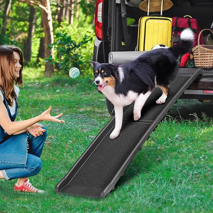 Folding Dog Ramp for Car 61 Inches Dog Ramps for Large Dogs Non-Slip Surface Portable Dog Car Ramp for SUV Car & Truck Outdoor Pet Ramp