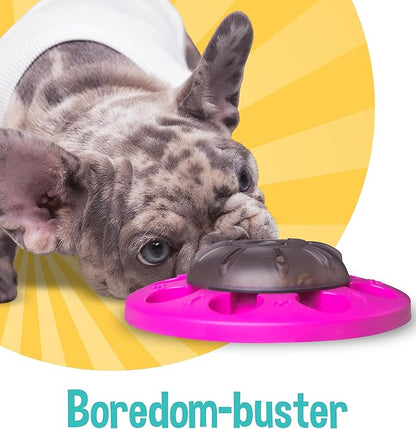 Poocii-Go-Round Slow Feeder Dog Enrichment Toy - Interactive Food or Treat Dispensing Puzzle for IQ Training, Anti-Choking Design, Durable, Easy to Clean, Engaging Pet Activity - Pink