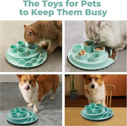 Puzzle Feeder Slow Feeder, Interactive Cat Puzzle Toy for Mental Stimulation, Silicone Cat Enrichment Toys, Reduces Boredom and Trains Intelligence, Green
