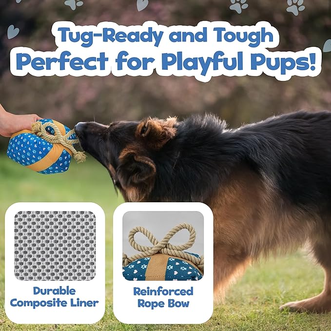 Gift Box Dog Birthday Toy – Cute Plush with Squeaker, Rope & Crinkle, Birthday Gift for Dogs