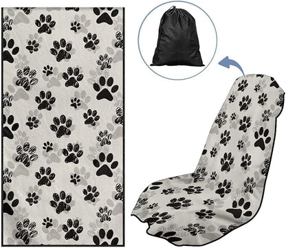 SEANATIVE Dogs Paw Car Towel Seat Covers Auto Seat Towel Protector - Sweat Absorber for Family Road Trips Sports Swimming Hiking, Automotive Seat Protector Car Interior Accessories