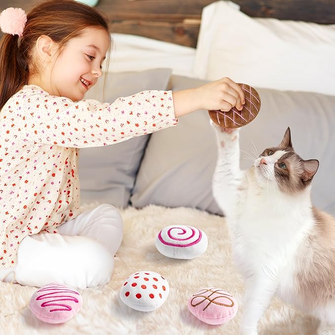 MALLMALL6 Catnip Toys for Cat - 5Pcs Valentines Chocolate Truffles Catmint Interactive Teething Chew Kick Cat Toy for Indoor Kitten, Soft Candy Pet Supplies, Pet Valentines Gifts for Kitten Lover