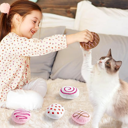 MALLMALL6 Catnip Toys for Cat - 5Pcs Valentines Chocolate Truffles Catmint Interactive Teething Chew Kick Cat Toy for Indoor Kitten, Soft Candy Pet Supplies, Pet Valentines Gifts for Kitten Lover