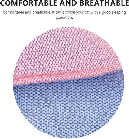 BESTYASH Cat Hammock for Cage Hanging Small Pet Mesh Bed Reversible Breathable Double-Sided Hammock with Hooks for Cats and Small Animals, Size M, Pink Blue