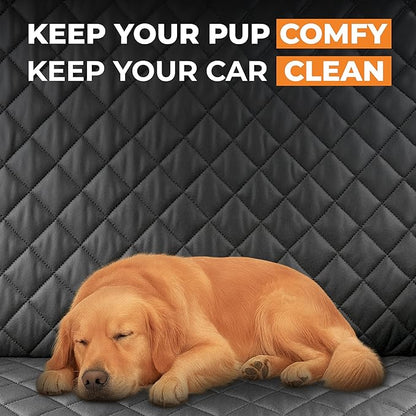 Dog Seat Cover For Back Seat – Heavy-Duty Dog Hammock For Car Seat Cover With Side Flaps – Waterproof, Scratch-Resistant, Non-Slip Dog's Car Seat Cover For Cars, Trucks & SUVs (Orange)