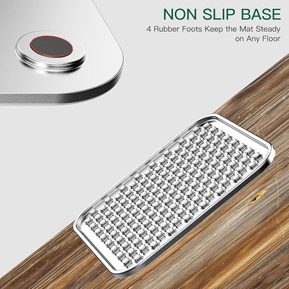 Stainless Steel Large Lick Mat for Dogs & Cats, Chew-Proof Slow Feeder, Anxiety Reducer, Whisker-Friendly for Cats, Non-Slip Heavy Duty Base, Raw Feeding Pad, Dishwasher Safe
