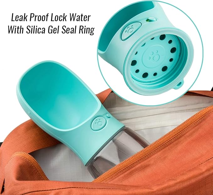 DEYACE Dog Water Bottle, Leak Proof Portable Pet Water Bottles for Dogs, Puppy Water Dispenser with Drinking Feeder for Travel (Teal 12oz)