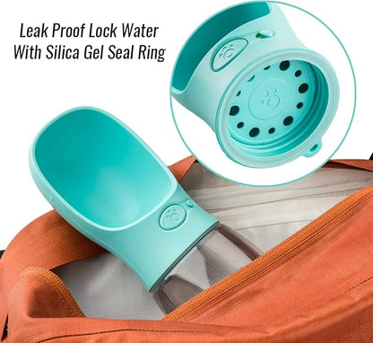 DEYACE Dog Water Bottle, Leak Proof Portable Pet Water Bottles for Dogs, Puppy Water Dispenser with Drinking Feeder for Travel (Teal 12oz)