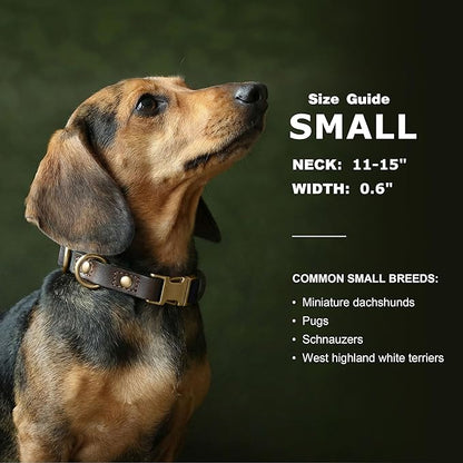 Didog Soft PU Leather Dog Collars for Small Dogs,Classic Adjustable Dog Collars with Quick Release Metal Buckle,Easy Clean and Comfortable with Nylon Lining,Black,S Neck 11-15"