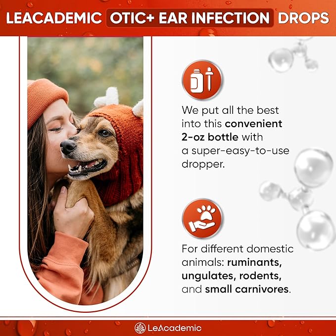 Dog Ear Infection Treatment | OTIC+ Ear Infection Treatment for Dogs & Cats | Cat Cleaner Drops | Chlorhexidine Wash for Pets | Helps with Otic Irritations & Itchings | Nano Silver | 2 Oz