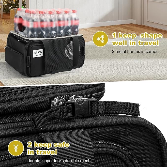 17x11x9.5 Alaska Hawaiian Southwest Airline Approved top and 1 Side Expandable pet Carrier for Extra-Small Dog/Small cat up to 5 lbs