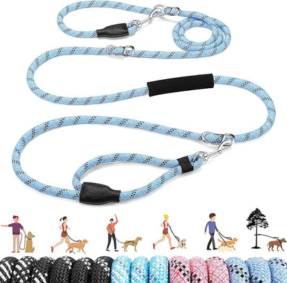 Lukovee Hands Free Dog Leash, 10FT Adjustable Training Lead 1/2 Inch Nylon Heavy Duty Lead No Pull for Large Medium Dogs, Tangle Free Reflective Waist-Leash for Walking Running, (BL, Plus Handle)