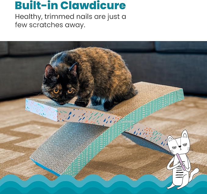 Catstages Easy Life Hammock Cat Lounger & Scratcher – Elevated Spot with Catnip, Comfortable & Multifunctional Design, Supports Cats Up to 20lbs