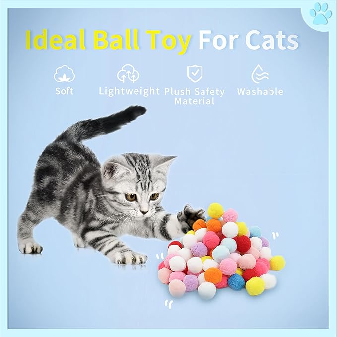 24 Pcs Colorful Pet Balls, Soft Plush Balls, Cat's Favorite Toy Ball, Interactive Cat Toy.