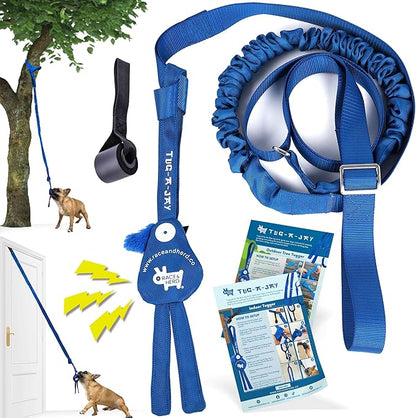 Race&Herd Tug-A-Jay Tree Tugger - Tether Tug Outdoor Dog Toy, Dog Tether Bungee Tug Toy, Tug of War Dog Toys, Dog Backyard Play Equipment Rope, Yard Dogs Playground Equipment, Puppy Outdoor Play