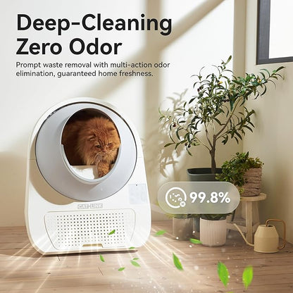 CATLINK Self Cleaning Cat Litter Box for Multiple Cats, Health Monitoring, Automatic Litter Box with APP, Odor Control, 65L Safe Pinch-Free Robot Cat Litter Box, White/Large (Luxury Pro-X)
