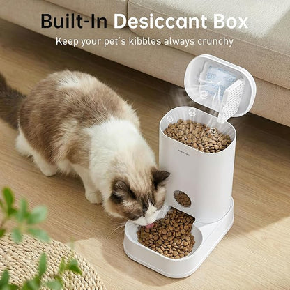 PAWGETHER® Gravity Cat Feeder, 1 Gallon/3.5L Dog Food Dispenser, No-Electricity Automatic Pet Feeder, Auto Refill Food Bowl for Cats & Small, Medium Dogs Easy to Fill