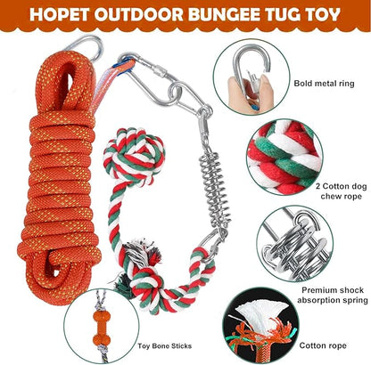 HOPET Bungee Tether Tug Outdoor Dog Toy, Outdoor Bungee Solo Hanging Toy Make Them Busy