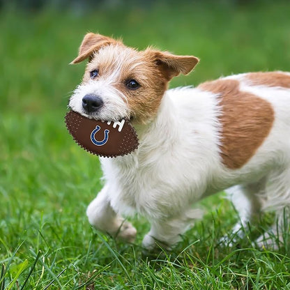 NFL Indianapolis Colts Mega-chew Hard Nylon Bacon-flavored Dog Bone Football Chew Toy Interactive Tasty Fun Dog Chewy Toys Indestructible Strong Durable Tough Pet Biting Playtoy for Aggressive Chewers