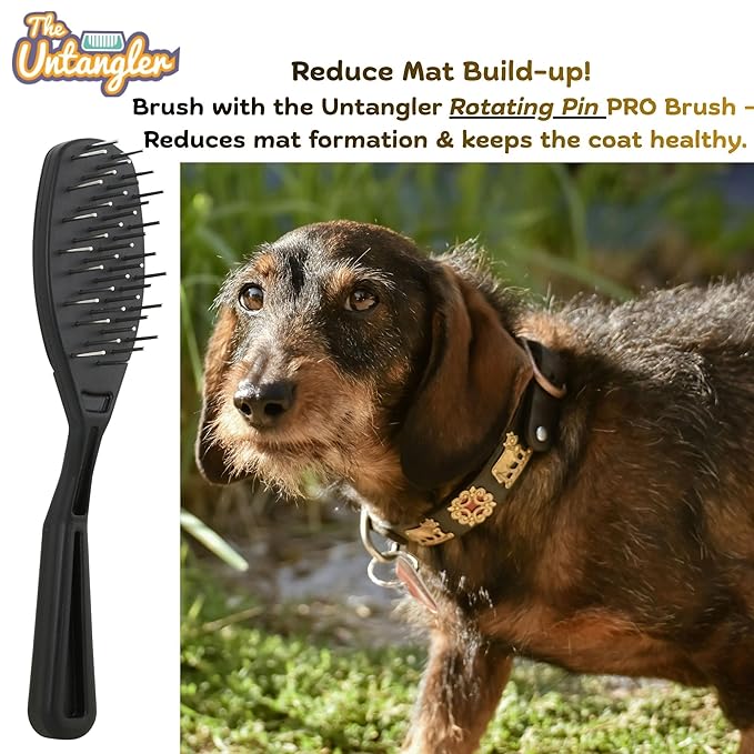 Pet comb for easy mat removal - silky smooth rotating teeth untangles without causing pain to pets (7", Orange Coral)