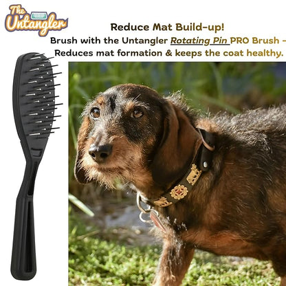 Pet comb for easy mat removal - silky smooth rotating teeth untangles without causing pain to pets (7", Orange Coral)