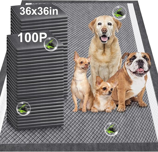Gimars Upgrade Odor Control 4XL 36x36 Extra Large Thicken 9 Layers Extra Absorbent Charcoal Pee Pads for Dogs - Leak Proof Dog Training Pads Quick Dry - 100 Counts