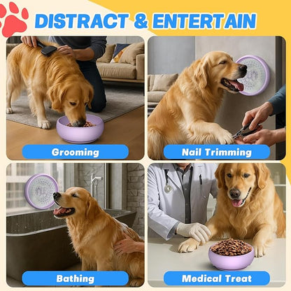 Pawinner 2 Pack Dog Lick Bowl, Freeze Lick Mat for Dogs, Non-Slip Slow Feeder Licking Bowl with Suction Cups, Food Grade Silicone, Enrichment Puzzle Feeder for Distraction(Purple)