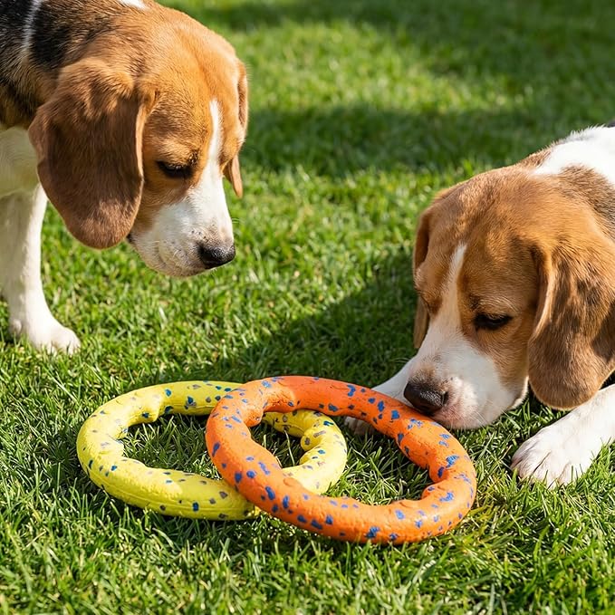 2 Pcs 9 Inch Dog Ring Dog Toy Flying Discs Training Ring Water Floating Fetch Toys Puppy Floating Pet Chewers for Throwing Catching Medium Large Breeds