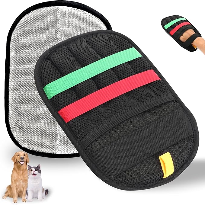 Pet Hair Remover Glove for Dogs & Cats, Newly Upgraded Reusable Electrostatic Pet Hair Gloves, Pet Hair Remover Tool for Clothing, Couch, Carpet, Car Seat（1Pcs-Black