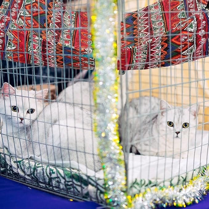 Jetec 2 Pack Cat Hammock for Cage, Catio Accessories Reversible Soft Cats Bed with Adjustable Straps and Hooks Double-Sided Linen and Fleece Hanging Hammock for Cats, Kitten(Ethnic Pattern,M)