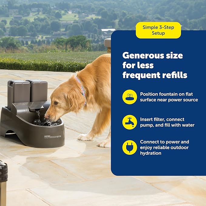 PetSafe Drinkwell Outdoor Dog Fountain - Encourages Drinking - Replaceable Carbon Filter - UV Resistant Plastic - BPA-Free - 450 oz Water Capacity - Indoor/Outdoor Use