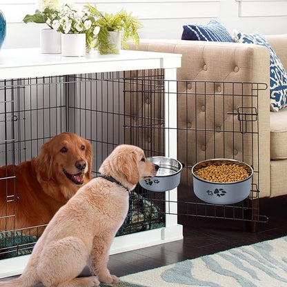 Kennel Water Bowl, Stainless Steel Dog Crate Water Bowl No Spill, 2 Pack Hanging Dog Bowls for Kennel Cage,Metal Pet Dog Food Dish Feeder for Dogs Cats