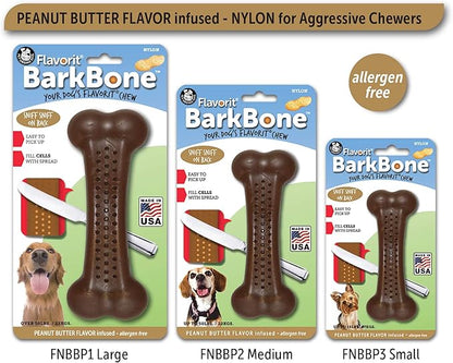 Pet Qwerks Flavorit BarkBone - Fillable Dog Bone for Moderate Chewers - Peanut Butter Flavor - 4.25"