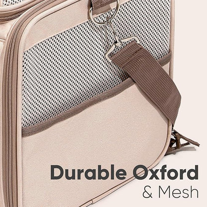 FUKUMARU Cat Carrier, 18x11x11 Expandable Soft Cat Travel Carrier, Ventilate Airline Approved Dog Carrier, Durable Small Dog Carrier with Anti-Scratch Mesh, Escape-Proof Pet Carrier for Cat, Pink