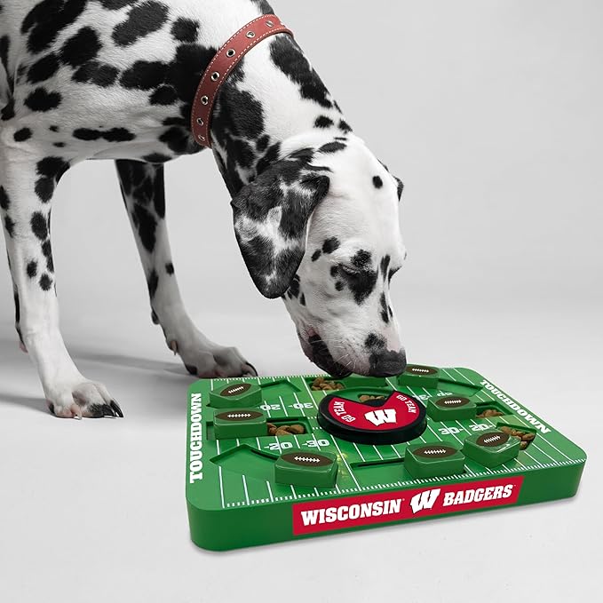 Pets First NCAA Wisconsin Large Puzzle Toy - Interactive Dog Treat & Slow Feeding Toy