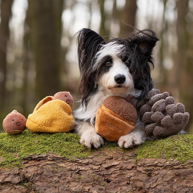 CHEWFFON Interactive Plush Dog Toy, Enrichment Crinkle Treat Puzzle Toys for Boredom and Stimulating, Acorn Shaped Snuffle Dog Toys, Hide and Seek Toy for Small, Medium and Large Dogs