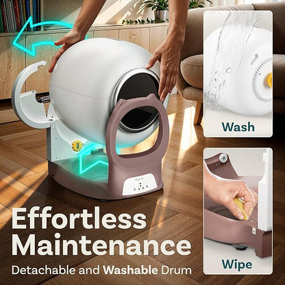 Petcove – Automatic Self Cleaning Litter Box – PurrTek Smart Automatic Litter Box for Multi-Cat Homes with Smart App Control (5GHz Wi-Fi), Triple Odor Control Quiet Operation & Advanced Safety Sensors