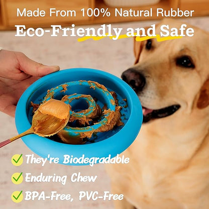 Slow Feeder Lick Mat for Dogs - Keep Them Busy - Natural Rubber Dog Frozen Treat Toys - Durable Interactive Enrichment Toys - Licking Dish for Dog De-Stressing, Orange
