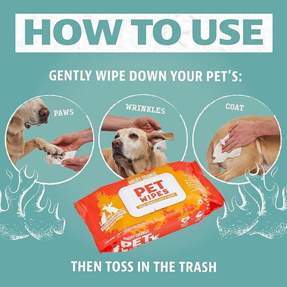 Angry Orange Unscented Pet Wipes - Hypoallergenic & Fragrance-Free With Aloe & Chamomile - Thick Grooming Wipes for Paws, Fur, Butt - Safe for Dogs & Cats - 320 Count - Value 4 Pack