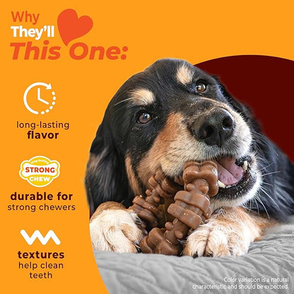 Nylabone Strong Chew Textured Ring Dog Toy Made with Real Beef & Chicken, Durable Chew Toys for Aggressive Chewers, Long Lasting Dog Bone, Keeps Dogs Busy, X-Large Breeds - 50+ lbs